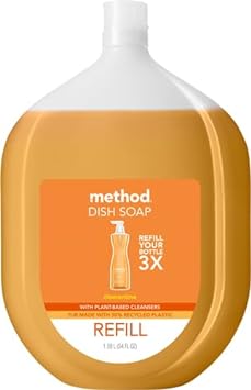 Method Gel Dish Soap, Refill, Clementine, Recylable Bottle, Biodegradable formula, 54 Fl Oz (Pack of 1)