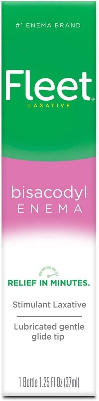 Fleet Laxative Bisacodyl Enema for Adult Constipation, 1.25 fl oz, 1 Bottle (4 Pack)