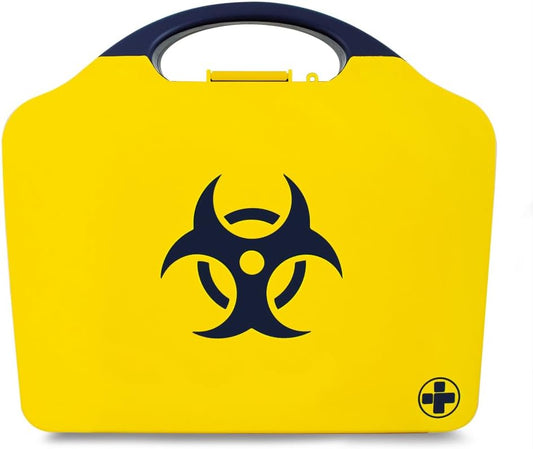 Reliance Medical - Biohazard Body Fluid Clean-Up Kit For The Treatment of Infectious Micro-Organisms - 5 Single Application Packs- Black/Yellow Wall Mountable Box : Amazon.co.uk: Business, Industry & Science