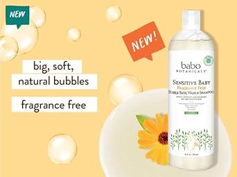 Babo Botanicals Sensitive Baby Fragrance-Free 2-In-1 Bubble Bath & Wash - Shea Butter, Calendula & Oat - Vegan - Ewg Verified - For Babies & Kids : Baby