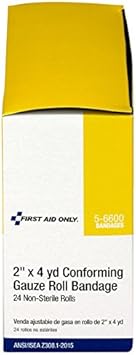 First Aid Only 5-6600 Stretch Gauze Bandage, 4-Yard Stretched Length x 2-Inch Width (Box of 24) : Health & Household