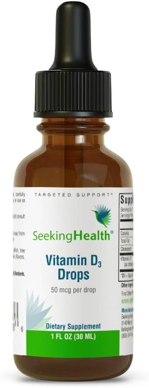 Seeking Health Vitamin D Drops - Bone Health & Immune System Support Supplement - Liquid Vitamin D3 With Olive Oil - 1 Oz, 900 Servings