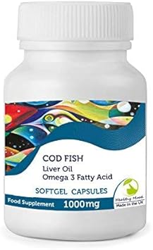 High Strength Cod Liver Oil 1000mg with Vitamin A and Vitamin D3 x7 Sample Pack Capsules Bottle