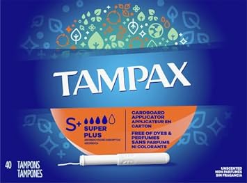 Tampax Tampons, Super Plus Absorbency, Cardboard Applicator, Leakgaurd Skirt, Unscented, 40 Count (Pack of 4)