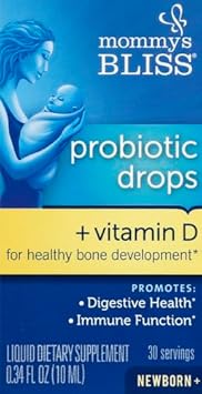 Mommy'S Bliss Baby Probiotic Drops + Vitamin D, Supports Digestive Health And Immunity, 400Iu Vitamin D For Healthy Bone Development, Newborns +, Flavorless, 0.34 Fl Oz (30 Servings)