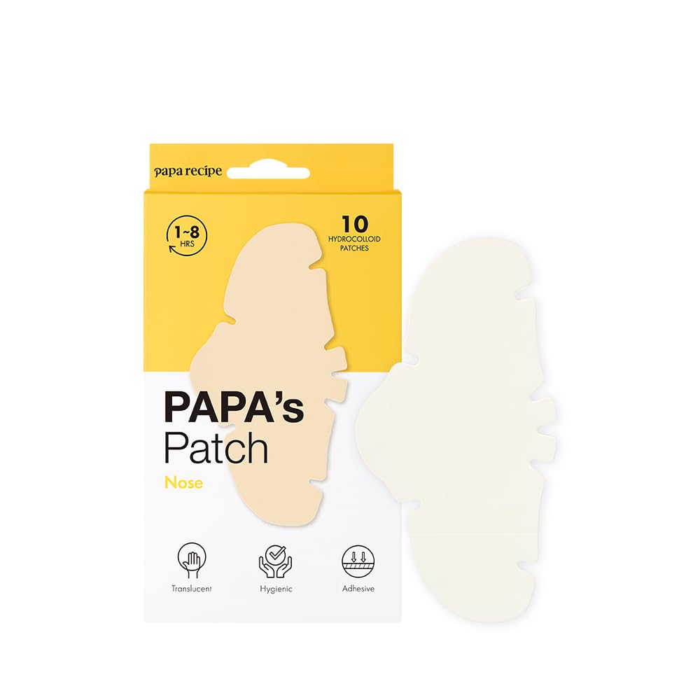 Papa Recipe Nose Patch 10 Hydrocolloid Patches For Nose Pores - Korean Blackhead, Pimple, Zit, Oily Pore & Acne Support