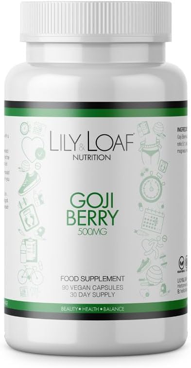 Lily & Loaf Goji Berry 500Mg | Tablets High-Strength Supplement | Rich In Vitamins, Minerals & Antioxidants | Traditional Chinese Herb For Immune Support & Wellness | 90 Vegan Tablet