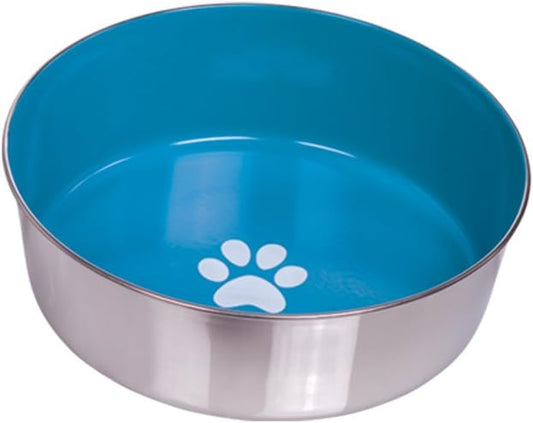 Nobby Heavy Paw Anti-Slip Stainless Steel Bowl, 23.5 cm, Light Blue/Silver :Pet Supplies