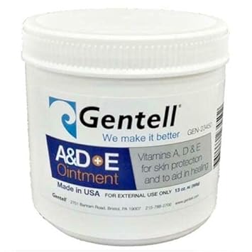 A & D Plus E Ointment, Gentell - 13 Oz. Jar - Medicinal Scent Ointment, Skin Protectant | A+D & E Vitamins First Aid | Seals Out Wetness | Helps Prevent Baby Diaper Rash - Pack of 1 : Everything Else