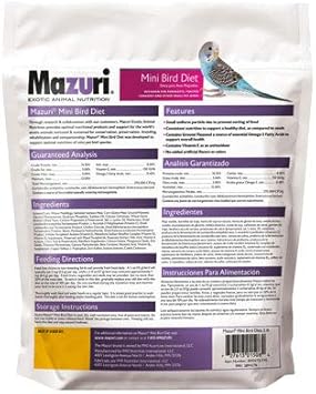 Mazuri | Nutritionally Complete Food for Mini Birds | 2 Pound (2 lb.) Bag : Pet Supplies