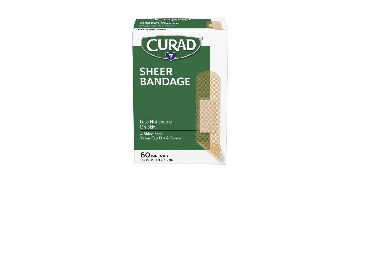 Curad Regular Size Adhesive Bandages, Sheer, 80-Count Box, 1 Box