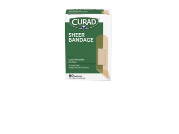 Curad Regular Size Adhesive Bandages, Sheer, 80-Count Box, 1 Box