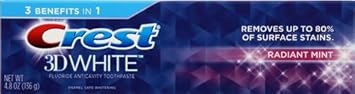 Crest 3D White Whitening Toothpaste - Radiant Mint 4.8 Oz