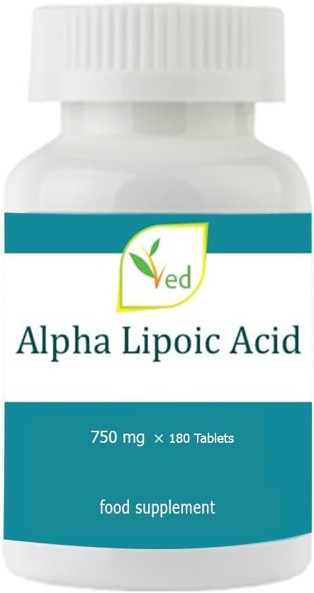 Ved Alpha Lipoic Acid | Non-Gmo, Gluten Free | Helps Maintain Blood Sugar Level | 750Mg, 180 Tablets