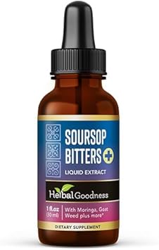 Soursop Bitters Liquid 1Oz | Organic Digestive Bitters - 15X Alpha Tonic, Sour Sop Graviola Fresh Fruit, Juice & Leaves With Moringa, Supports Colon Cleanse, Digestion & Immune Boost