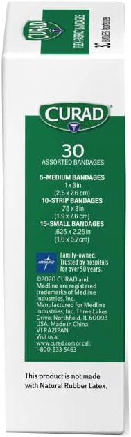 Curad Flex-Fabric Adhesive Bandages, Assorted Sizes, 30 Count : Health & Household