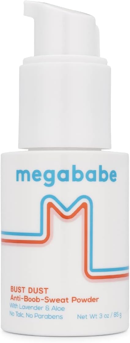 Megababe Sweat Absorbing Body Powder - Bust Dust | With Applicator Pump | Talc-Free, All Natural | 3 Oz