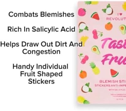 I Heart Revolution Tasty Fruit Spot Blemish Stickers, Acne Patch, 32 Pieces