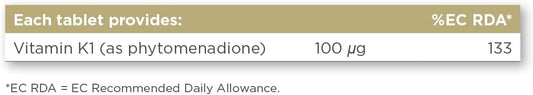 Solgar Vitamin K 100 Mcg, 100 Tablets - Supports Bone Formation & Normal Blood Clotting - Non-Gmo, Vegan, Gluten Free, Dairy Free, Kosher - 100 Servings