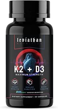 Vitamin D3 K2 2 In 1 Formula | 360Mcg Vitamin K2 (Mk7) + Vitamin D3 5000 Iu Vegan Organic Extra Strength Vitamin Supplements - Support Heart, Teeth, Joint, And Bone Health