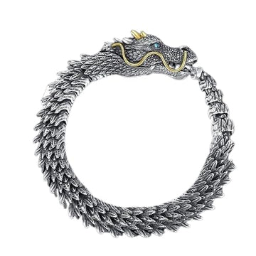 Silver Handmade Dragon Chain Bracelet - Unique Vintage-Style Dragon Bracelet for Men and Women, Retro-Inspired Handmade Jewelry