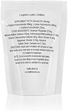 L-Arginine L-Lysine L-Ornithine Essential Amino Acid Complex 1400mg Health Food Bodybuilder Gym Supplement Vitamins 30/60/90/120/180 Tablets Pills Dynamic Fat Burner (90) :Health & Personal Care