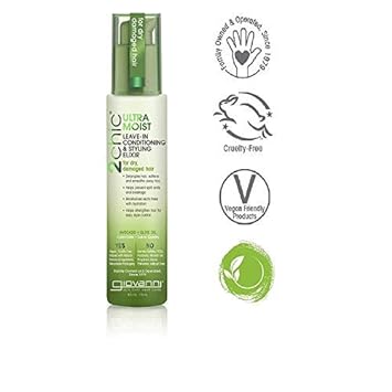 Giovanni 2Chic Ultra-Moist Leave-In Conditioning Styling Elixir - Smoothes Frizz Prevents Breakage, For Dry & Damaged Hair, Avocado & Olive Oil, Enriched With Aloe Vera, Shea Butter - 4 Fl Oz