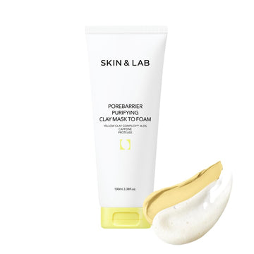 Skin&Lab Porebarrier Purifying Clay Mask To Foam | Yellow Clay And Caffeine | Remove Sebum And Impurities | Cleansing | 3.38 Fl. Oz