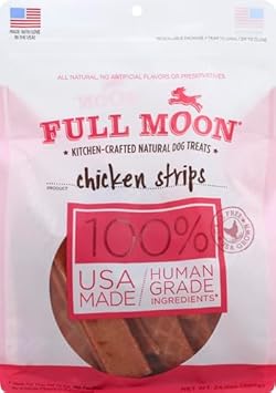 Full Moon Chicken Strips Healthy All Natural Dog Treats Human Grade Made In Usa Grain Free, 1.5 Pound (Pack Of 1)