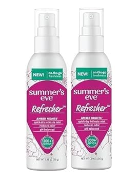 Summer'S Eve Refresher Mist, Feminine Spray Reduces Odor, Amber Nights, Body Spray For Women, 1.89 Oz Bottle (Pack Of 2) (1.89 Ounce (2 Pack))