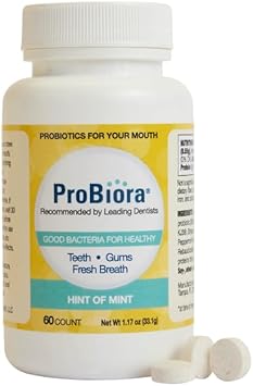Probiora Oral-Care Chewable Probiotic Tablets | Probiotic Supplement For Women & Men | Healthier Teeth & Gums | Fresher Breath | Whiter Teeth | 60 Count | Mint