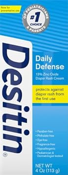 Desitin Daily Defense Baby Diaper Rash Cream With Zinc Oxide To Treat, Relieve & Prevent Diaper Rash, Hypoallergenic, Dye-, Phthalate- & Paraben-Free, 4 Oz