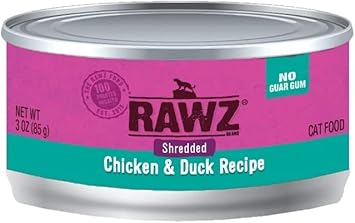 Rawz Natural Premium Canned Cat Wet Food Shredded -12 Pack Chicken Variety Bundle - 4 Flavors - (Chicken & Duck, Chicken & Liver, Chicken & Pumpkin, Chicken) with Hotspot Pets Food Bowl - (3oz Cans) : Pet Supplies