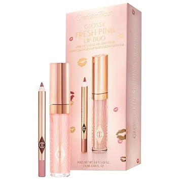 Charlotte Tilbury Mini Glossy Pink Lip Gloss + Lip Liner Set - Fresh Pink : Beauty & Personal Care