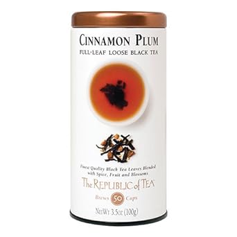 The Republic of Tea Cinnamon Plum Black Full-Leaf Tea, 3.5 Ounces / 50-60 Cups : Grocery Tea Sampler : Grocery & Gourmet Food