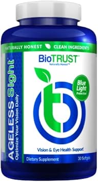 Biotrust Ageless Sight, Blue Light Protection, Promotes Optimal Eye Health, Visual Performance And Brain Health, Support For Digital Eye Strain, Non-Gmo, Gluten-Free, 30 Soft Gels