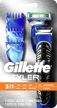 Gillette Styler, 1 Beard Trimmer For Men With 1 Proglide Razor Blade Refill, 1 Battery, 3 Comb Attachments, Waterproof