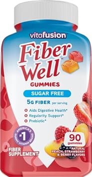 Vitafusion Fiber Well Sugar Free Fiber Supplement, Peach, Strawberry And Blackberry Flavored Supplements, 90 Count