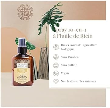 Arganicare | Castor Range | 10-In-1 Rinse-Free Repair Spray | Castor | Eliminates Frizz & Prevents Split Ends | Shiny Effect | High Hydration | All Hair Types | 400Ml