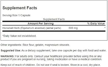 Swanson Horsetail - Herbal Supplement Supporting Healthy Hair, Skin & Nails - Natural Ingredients For Bone Health & Urinary Tract Support - (90 Capsules, 500Mg Each)