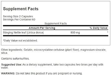 Swanson Stinging Nettle Leaf Herb Urinary Tract Health Respiratory Health Prostate Support Men'S Health Herbal Supplement (Urtica Dioica Leaf) 400 Mg 120 Capsules