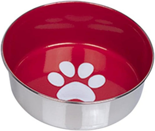 Nobby Heavy Paw Anti-Slip Stainless Steel Bowl, 13.5 cm, Red/Silver :Pet Supplies