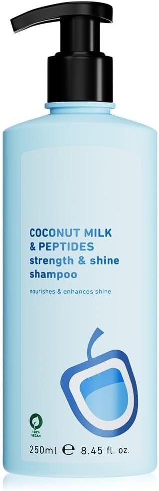 Coconut Milk & Peptides Strength & Shine Shampoo – 250Ml | With Coconut Milk & Pea Peptides | Boosts Shine & Strength | Paraben-Free | 100% Vegan Hair Care