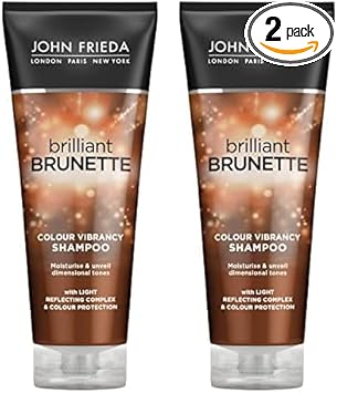 John Frieda Brilliant Brunette Colour Vibrancy Shampoo, Moisturising And Smoothing For Brown Hair, Aloe Vera, 250 Ml (Pack Of 2)