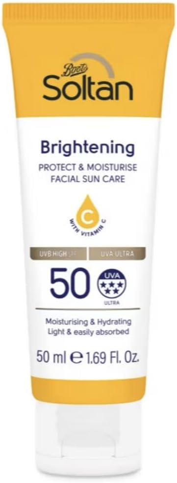 Soltan Brightening Protect & Moisturise Facial Sun Care Spf50 | 50Ml | Advanced Uva & Uvb Protection | Hydrating & Glow-Enhancing Sunscreen