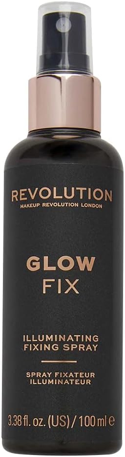 Makeup Revolution Glow Fix, Illuminating Fixing Spray For Longer Lasting Makeup, 100Ml