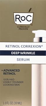 Roc Retinol Correxion Deep Wrinkle Retinol Face Serum With Ascorbic Acid, Daily Anti-Aging Skin Care Treatment For Fine Lines, Dark Spots, Acne Scars, 1 Ounce (Packaging May Vary)