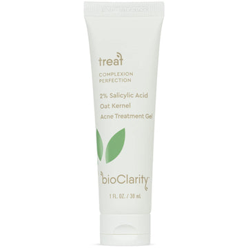 Bioclarity Acne Treatment Gel | 2% Salicylic Acid + Moisturizing Oat Kernel | 100% Vegan, Clean Ingredients | 1 Fl Oz