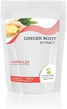 Ground Ginger Root 280mg Zingiber officinale 30 Capsules in Resealable Packet Bags Health Food Supplements Nutrients HEALTHY MOOD UK Quality Nutrients