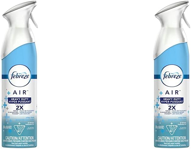 Febreze Odor-Eliminating Air Freshener, Heavy Duty Crisp Clean, 8.8 fl oz (Pack of 2)